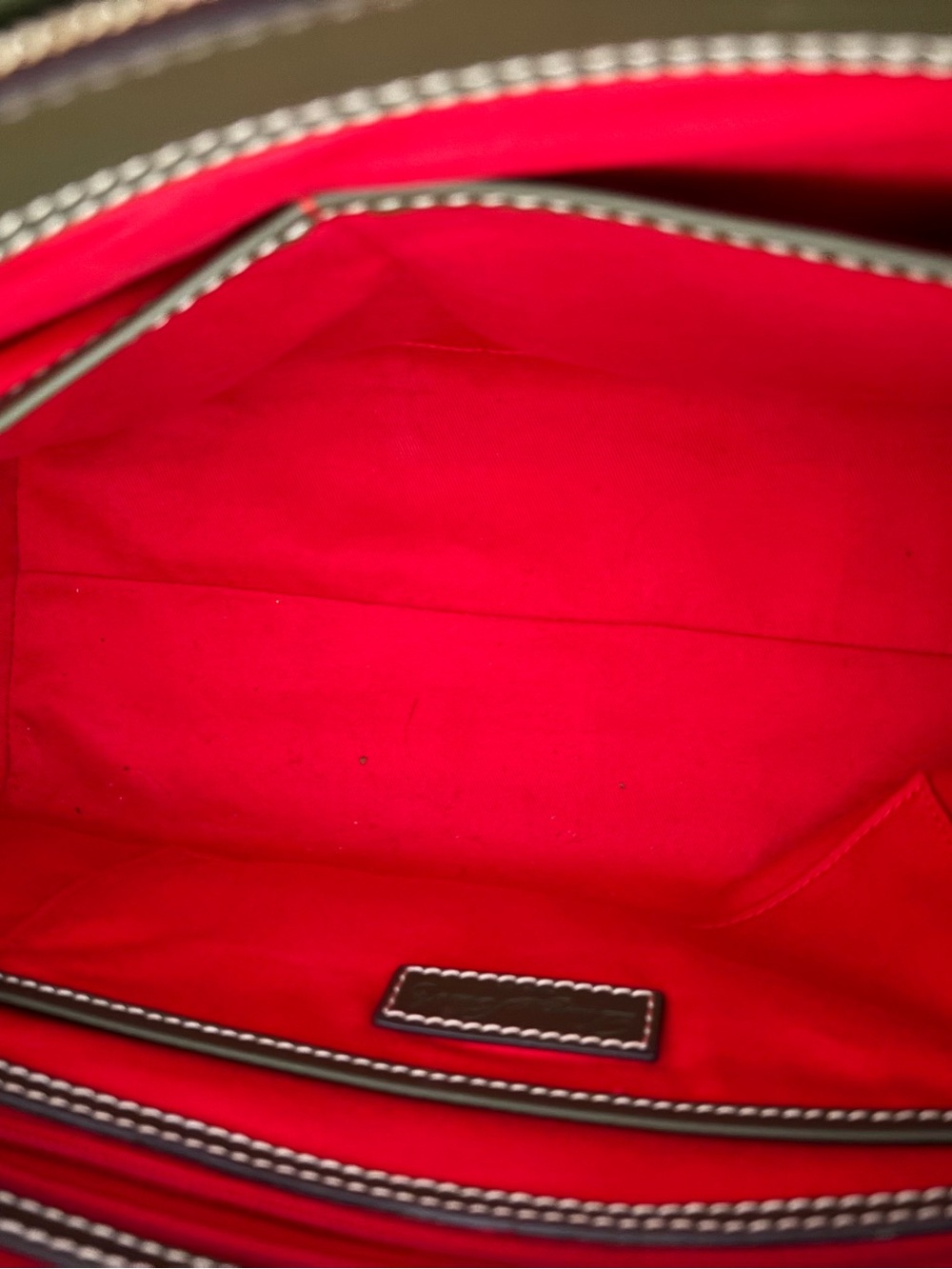 Dooney & Bourke Olive Green Leather Tote with Contrast Stitching - Picture 3 of 6